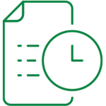 An icon of a piece of paper and a clock